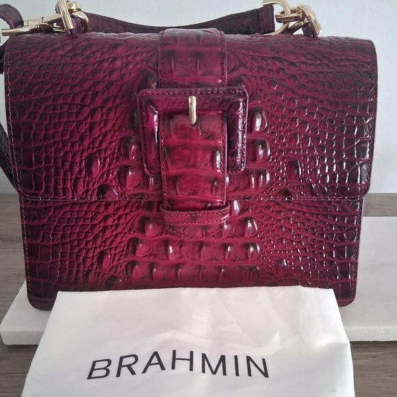 SOLD NWT BRAHMIN Small Hallie satchel/crossbody, Sugar Plum Melbourne leather - Picture 4 of 12